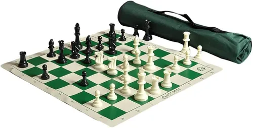 Vista 7 de Juego de ajedrez de carcaj de ajedrez de EE. UU., negro, piezas de plástico reguladas de un solo peso, bolsa de ajedrez carcaj, tablero de ajedrez