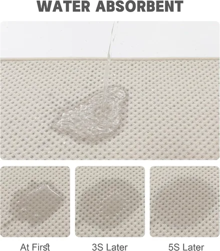 Vista 3 de YIHOUSE Juego de 2 tapetes de baño ultrafinos de secado rápido, tapete de baño absorbente para baño, antideslizante, lavable a máquina (beige)