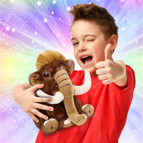 Vista 2 de DolliBu - Animal de peluche de mamut – Suave mamut lanudo salvaje, adorable juguete de peluche de mamut para jugar, lindo regalo de vida silvestre