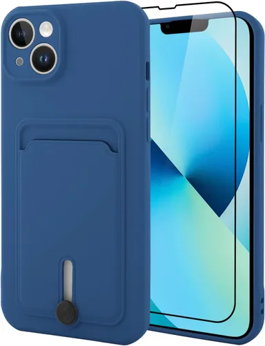 Vista 45 de MZELQ Cartera de TPU Compatible con Funda iPhone 12, Portarjetas Protección de Cámara Cubierta + Protector de Pantalla, Ranura Empujable para Niñas
