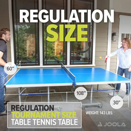 Vista 2 de JOOLA NOVA - Mesa de ping pong para exteriores con juego de red impermeable para tenis de mesa - Ensamblaje rápido - Superficie de aluminio