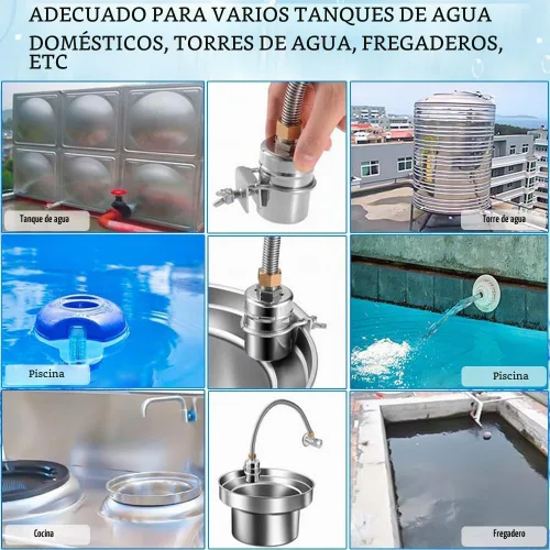 Vista 7 de Válvula de flotador de 2 piezas, válvula de flotador de control de nivel de agua de 1/2" a 3/4", válvula de cierre de agua totalmente automática