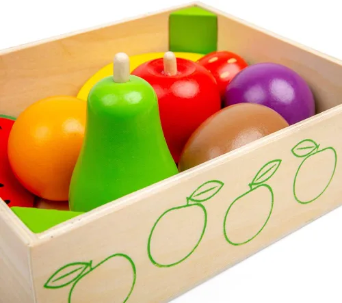 Vista 2 de Bigjigs Toys Caja de frutas de madera - Comida para jugar y juguetes de rol
