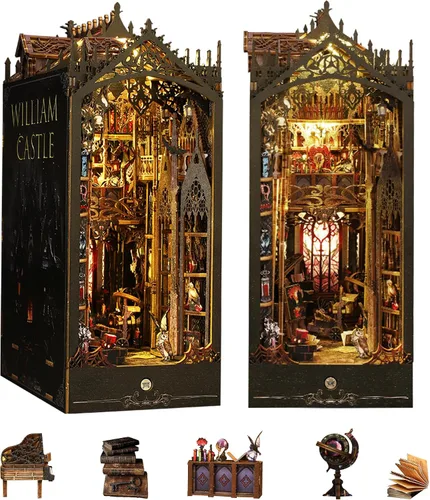 Vista 10 de Flever Kit en Miniatura de Rincón de Libro para Casa de Muñecas DIY, Decoración de Inserción de Estantería Booknook DIY, Kit en Miniatura