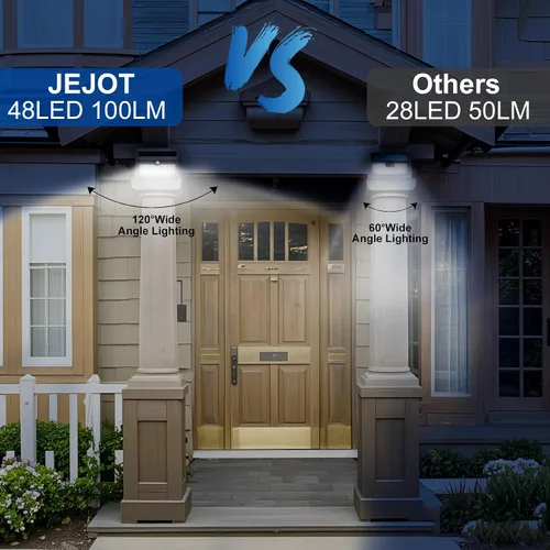 Vista 8 de JEJOT Paquete de 6 luces solares con sensor de movimiento para exteriores, impermeables, 270° de ángulo amplio, 3 modos, luces solares de pared