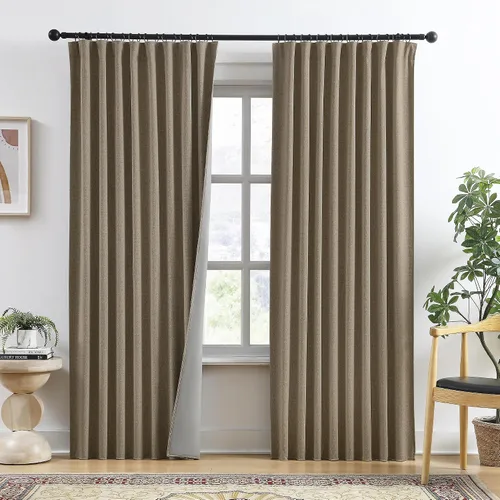 Vista 11 de RAIN CITY 2 paneles de cortinas extra anchas de 96 pulgadas de largo, de Beige