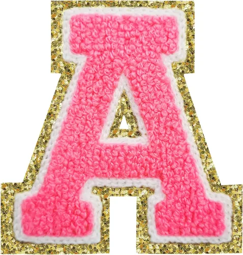Vista 64 de 3Pcs Letter Patches Varsity Glitters Chenille,SPRT Iron on Blue Letter Patch,Alphabet Cloth Patch for Team Costume Decoration 3.1in Height S