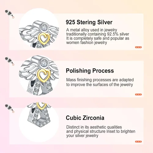Vista 4 de Annmors Snowflake Charms for Woman-925 Sterling Silver Dangle Pendant Cubic Zirconia BeadGirl Jewelry Beads Gifts for Women BraceletNecklace