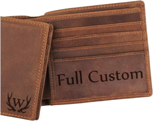 Vista 12 de Awofer Cartera de fotos grabada personalizada para hombre Marrón (Bright Brown)