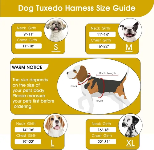 Vista 3 de BRKURLEG Chaleco de esmoquin para perro, ajustable sin tirones, esmoquin para perros pequeños y medianos, traje de fiesta de boda para perro