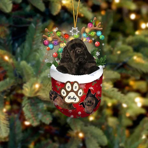 Vista 171 de Adornos personalizados de Pug cervatillo – Decoración personalizada para árbol de Navidad con patas de bolsillo de nieve