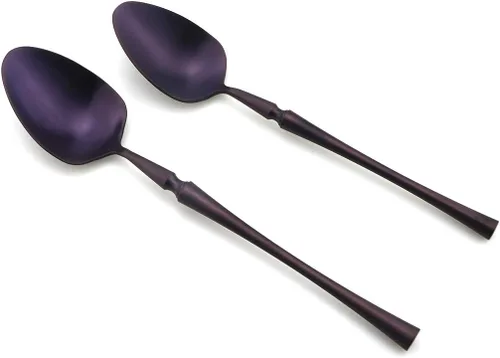 Vista 6 de JASHII lujo púrpura de 6 piezas cubiertos Set de cubiertos servicio 1 cubiertos Set 304 de acero inoxidable incluye cena cuchillo tenedor cuchara