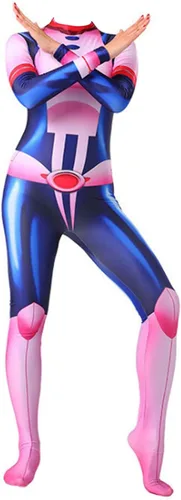 Vista 2 de Uraraka Ochako - Overol para cosplay de anime MHA para mujer, para fiesta de Halloween