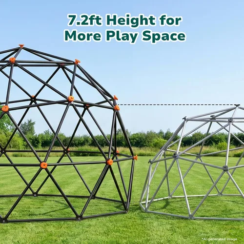 Vista 3 de Hapfan 7.2 ft Tall Climbing Dome Swing Set with Saucer Swing for Kids 3-12 Large Jungle Gym Dome Climber, 950lbs Total Capacity, Rust-resistant