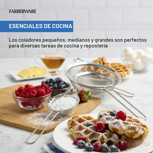 Vista 3 de Farberware Juego profesional de 3 coladores, incluye coladores pequeños, medianos y grandes
