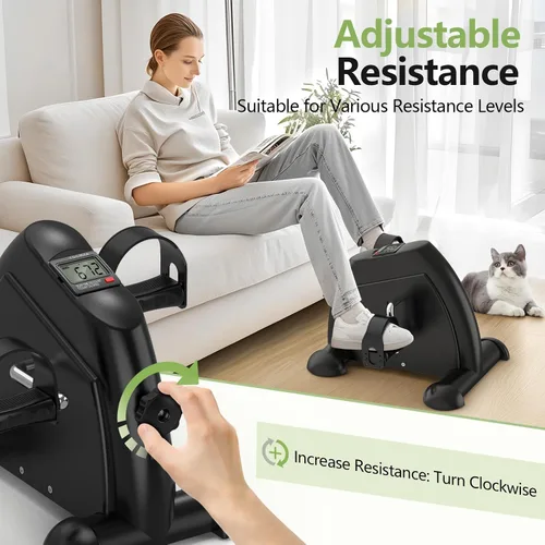 Vista 3 de FITKS360 Under Desk Elliptical & Mini Exercise Bike - Seated Electric Leg Exerciser Under Table Oval Electric - Seniors Sit Exerciser Fully