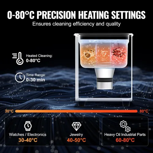 Vista 4 de VEVOR Limpieza Ultrasónica, 1.3L Máquina de Limpieza Profesional de 60W con Temporizador y Calentador, Limpiador Ultrasónico Digital de 40kHz