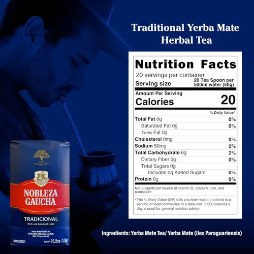 Vista 2 de Yerba Mate Tea Nobleza Gaucha - Tres bolsas de 2.2 libras - 3 kilos
