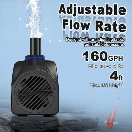Vista 2 de Bomba azul sumergible de cable para exteriores de 160 GPH de 10 pies
