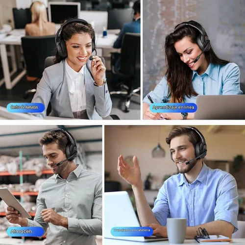 Vista 8 de EKSA Auriculares Bluetooth con micrófono y dongle USB, 30 horas de tiempo de conversación y rango de 33 pies, micrófono con cancelación de ruido