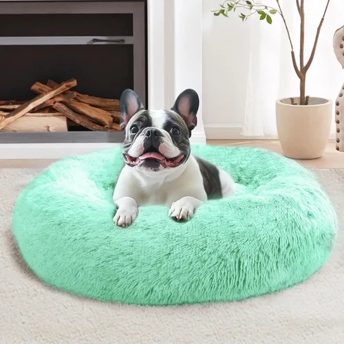 Vista 65 de JOLLYVOGUE - Cama calmante para perros y gatos pequeños y medianos, antiansiedad, redonda, suave, acogedora con parte inferior antideslizante