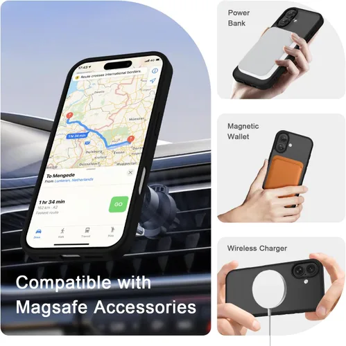 Vista 187 de Funda para Google Pixel 10 Pro XL, cubierta magnética mate, color negro Fit for MagSafe, Screen Protector included, Shockproof Military Grade