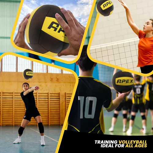 Vista 7 de Apex Sports Voleibol profesional - Tamaño y peso oficiales, calidad premium, alta visibilidad, negro y amarillo, ideal para juegos competitivos