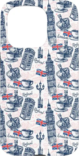 Vista 14 de Funda para iPhone 16 London con Big Ben, Booth, Union Jack, funda de té inglés
