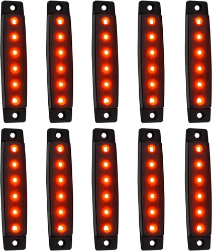 Vista 15 de Paquete de 10 Luces Laterales Marcadoras de Remolque LED Ámbar DC 12V de 3.8" con 6 LED, Barra de Luz de Separación, Tira de Luz Indicadora de Señal