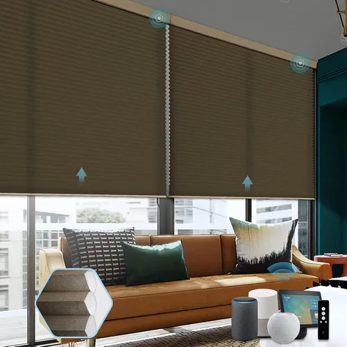 Vista 18 de SmartWings Persianas celulares motorizadas, persianas de panal compatibles con Zigbee/Alexa/Z-Wave/Homekit, control remoto inalámbrico para hogar