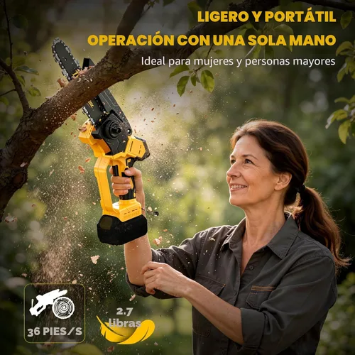 Vista 5 de Mini motosierra inalámbrica compatible con batería Dewalt de 20 V máximo, motosierra eléctrica pequeña de 6 y 8 pulgadas, sin escobillas, engrasador