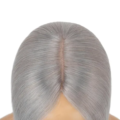 Vista 43 de Hairro Toppers de cabello humano 100% real para mujeres sin flequillo, postizos de cabello real con clip, base de seda transpirable para cubrir