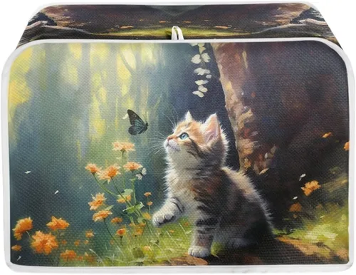 Vista 8 de Funda para tostadora Baxinh con estampado de mariposas y girasoles, 2 rebanadas, bandera americana, cubierta pequeña para electrodomésticos