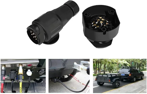 Vista 9 de Enchufe de remolque para remolque, 12 V, 13 pines, enchufe de remolque, adaptador de conector de enchufe para remolque, barra de remolque