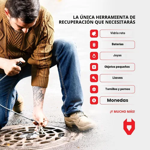 Vista 8 de NoCry Herramienta de recogida de garra magnética flexible con luz LED brillante - Herramienta de recogida magnética retráctil de 27.7 pulgadas