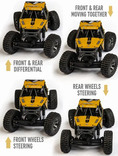 Vista 4 de UDIRC Actualizado UCX2405PRO 1/24 RC Crawler, FOC 4WS RC Rock Tuck