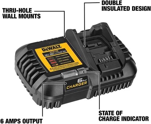 Vista 2 de DEWALT Cargador de 6 amperios 12V MAX*/20V MAX*/FLEXVOLT (DCB1106)