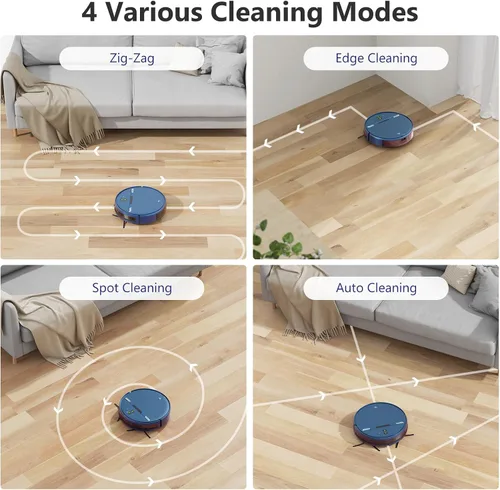 Vista 6 de Robot aspirador, aspiradora robótica inteligente conectada por Wi-Fi, control de aplicación, compatible con Alexa y Google Assistant, robot