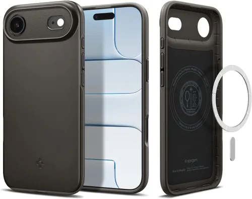Vista 14 de Spigen Thin Fit MagFit Funda diseñada para iPhone 16 [Carcasa rígida] [Protección de grado militar] Compatible con MagSafe - Negro