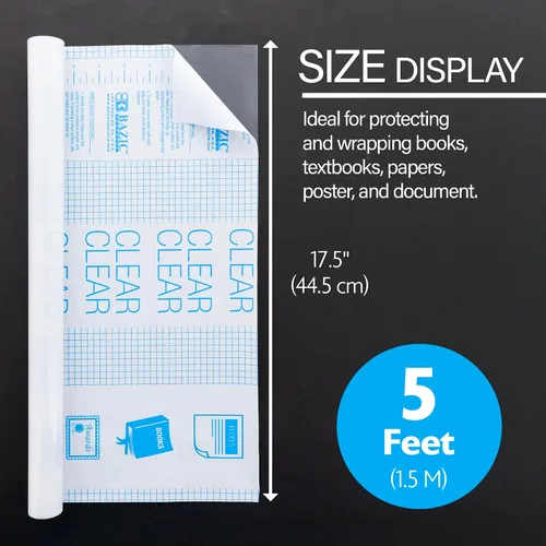 Vista 2 de BAZIC Products Forro para Libros - Cubierta Transparente Autoadhesiva Protectora de Libros para Cubiertas de Libros de Tapa Blanda, Cubierta