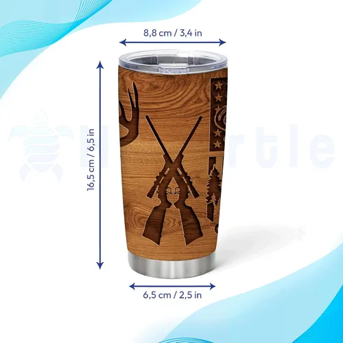 Vista 3 de Hyturtle Regalos personalizados de caza para hombres, vaso de caza de ciervos, taza de café de viaje de 20 onzas, acero inoxidable, regalo del día