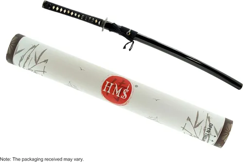 Vista 6 de HMS Espada katana samurai japonesa, Tsuba con patrón de bambú, forjada a mano, acero al carbono 1095, templado con arcilla, espiga completa, afilada