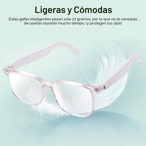 Vista 7 de Lentes inteligentes para mujer, lentes filtrantes de luz azul, Bluetooth 5.3, audio y micrófono, tacto inteligente, sonido claro de oído abierto