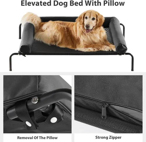 Vista 4 de RRPETHOME Cama Grande Elevada de Refrigeración para Perros, Cuna Elevada para Perros Grandes, Cama Elevada para Mascotas al Aire Libre, Cama