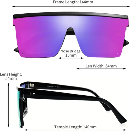 Vista 4 de OCERAVE 2 pares de gafas de sol cuadradas con parte superior plana para mujeres y hombres grandes tonos sin montura de gran tamaño grandes con espejo