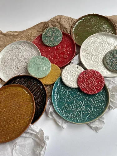 Vista 6 de Rodillo de relieve de abedul grabado en madera, rodillo de masa en relieve para galletas o arcilla de Algis Crafts