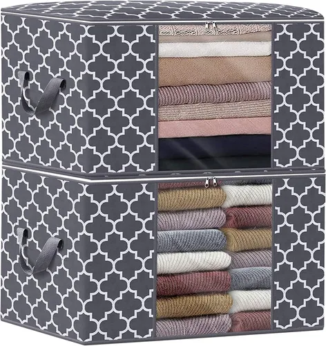 Vista 18 de ISELIFE Bolsas de Almacenamiento 100L Paquete de 2 Bolsas Grandes para Mantas y Ropa, Contenedores de Organización y Almacenamiento para Ropa
