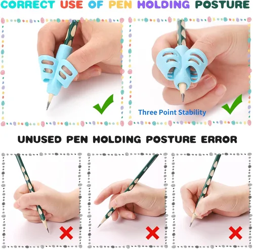 Vista 4 de KIGEAPUEL 20 piezas de empuñaduras para lápices para niños, entrenamiento ergonómico de la escritura, soporte para lápices, herramienta de escritura