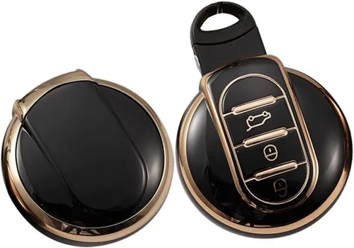 Vista 3 de SANRILY Golden-Edge - Funda para llavero de 3 botones para Mini Cooper Countryman S ONE JCW F54 F55 F56 F57 F60 Clubman sin llave, protección Negro