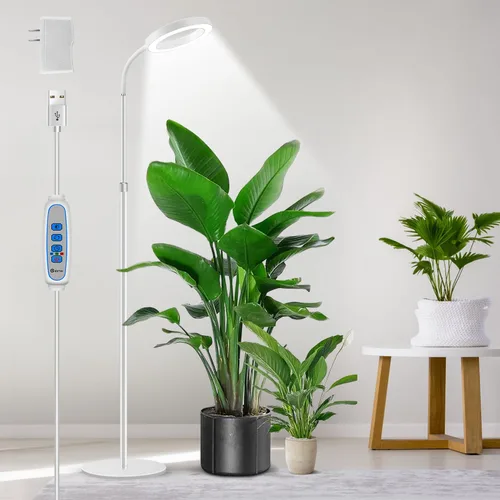 Vista 8 de Aumtrly Luces de cultivo para plantas de interior, luz de escritorio de 80 LED de espectro completo para el cultivo de plantas pequeñas, lámpara